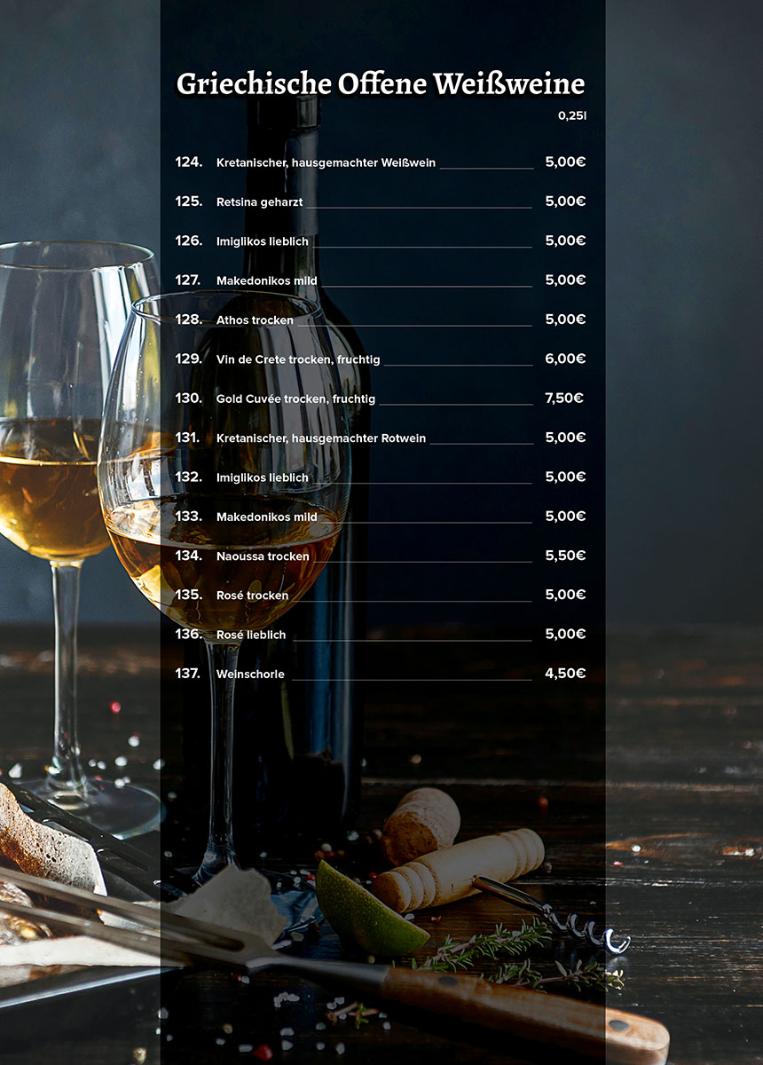 Weinkarte - Wine list